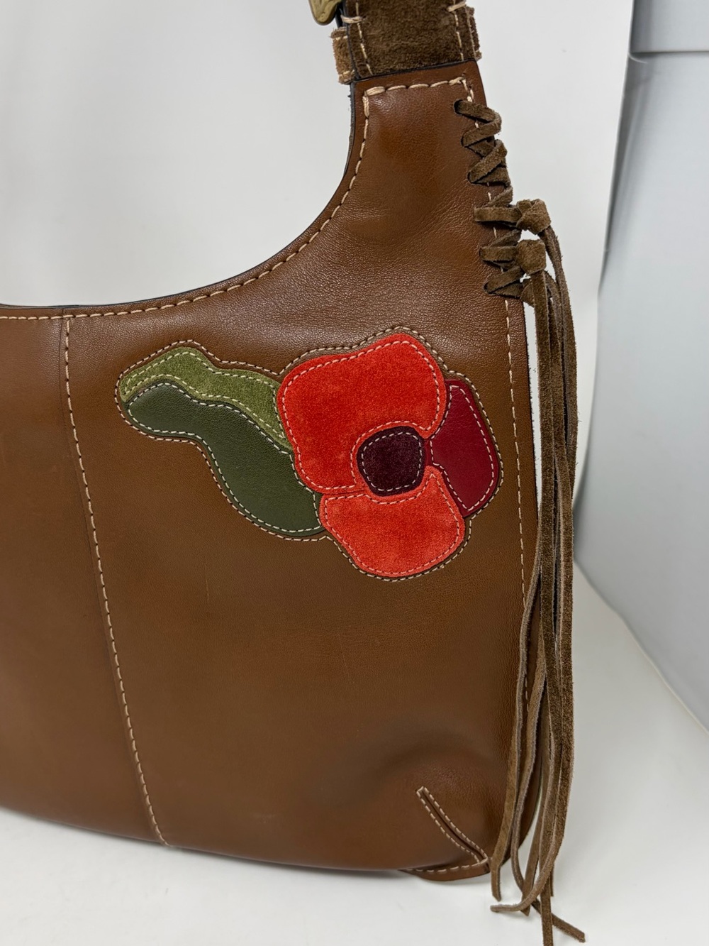 Coach Rare VTG Limited Edition Poppy for Peace Suede Leather Crossbody Bag Y2K - Picture 6 of 11